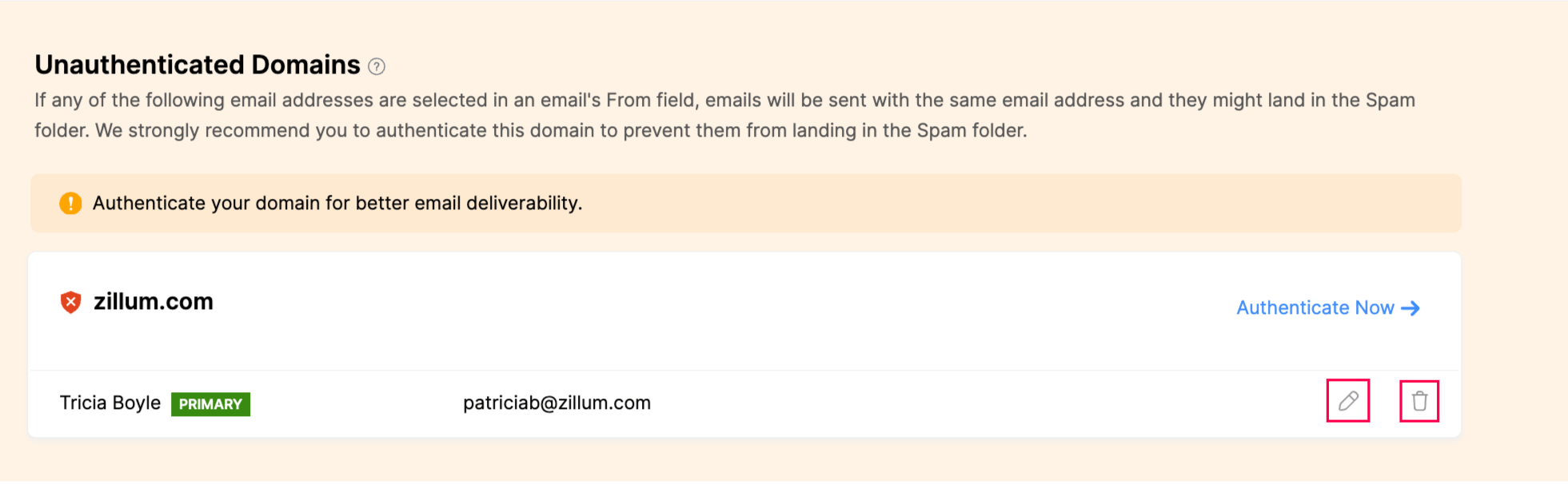 Edit & Delete Email Sender Addresses