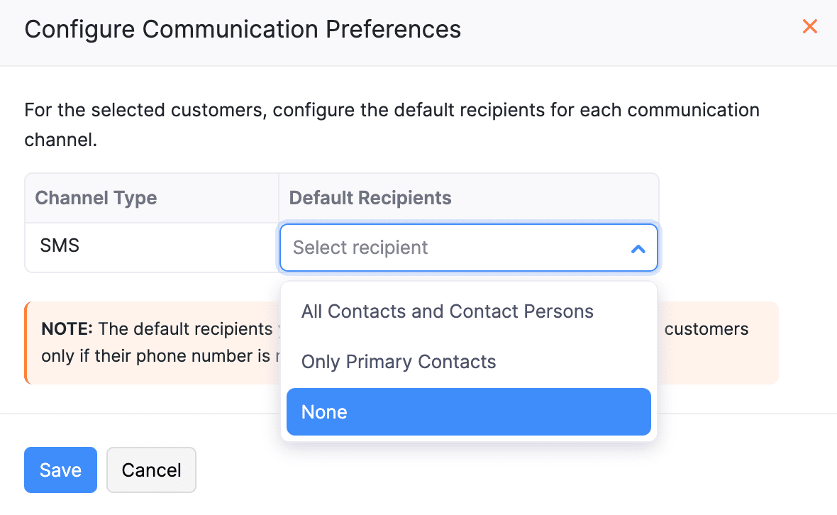 Configure Communication Preferences Pop-up