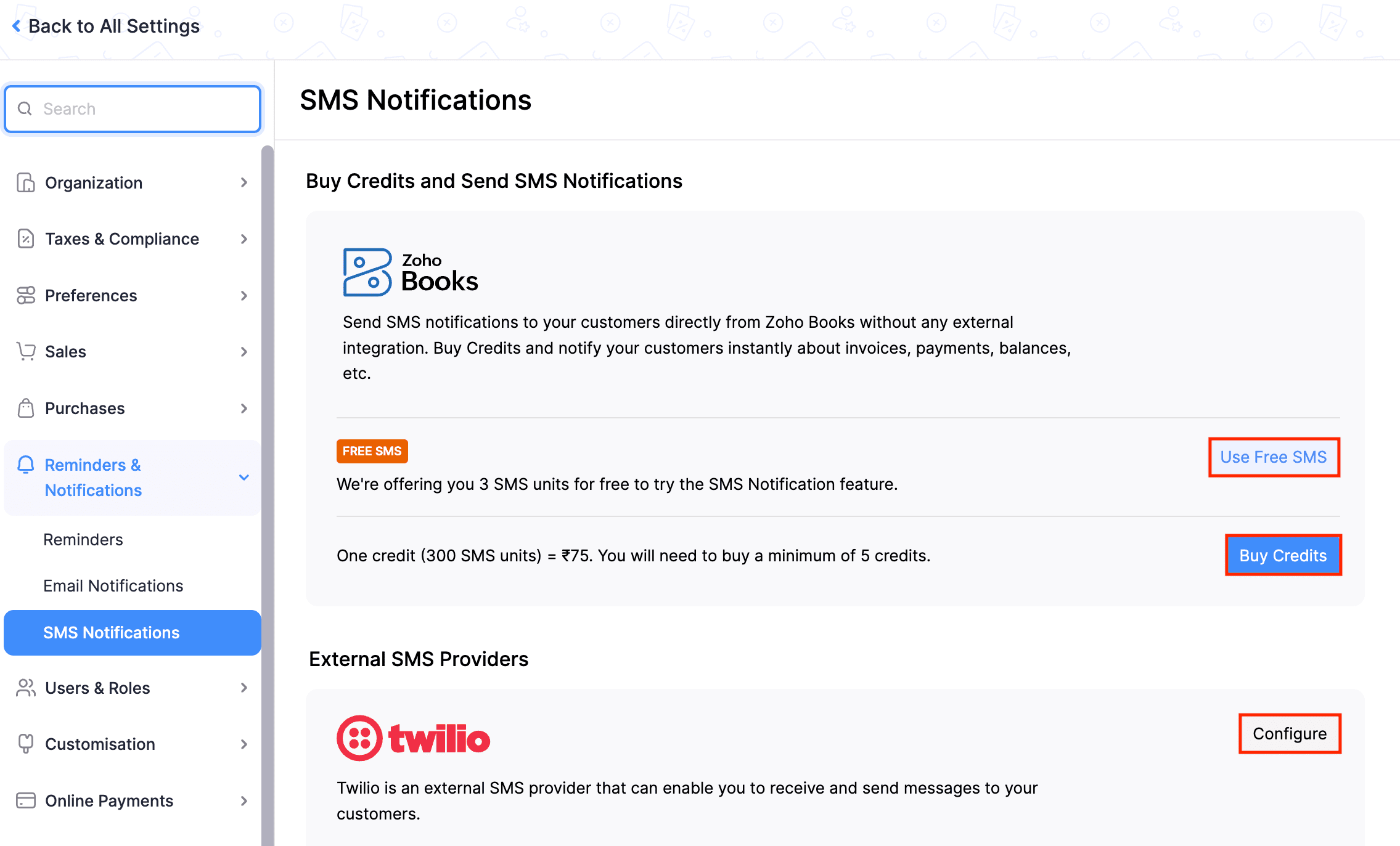 Enable SMS Notifications