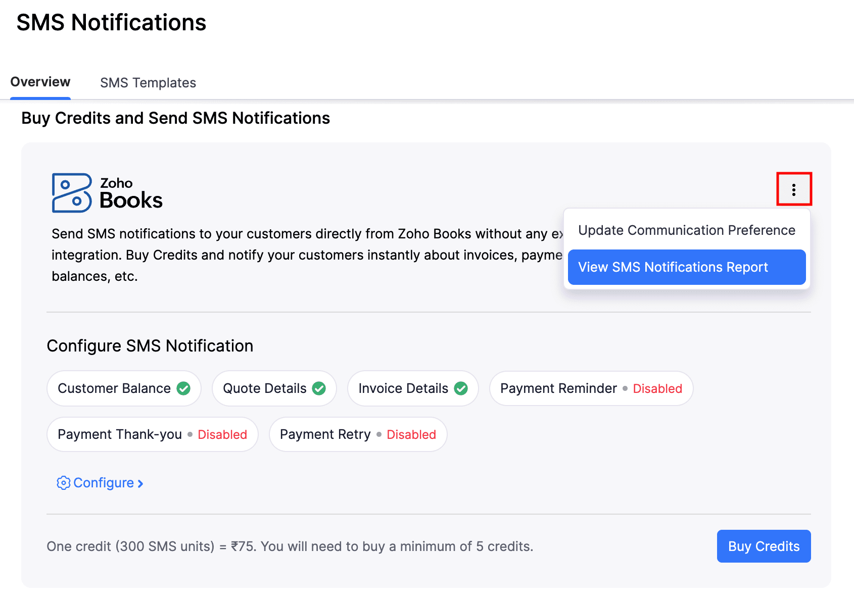 View SMS Notifications Report