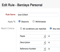 Edit Bank Rules