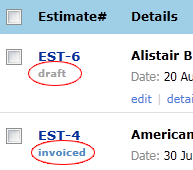 Estimate status