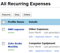 Manage repetitive expenses