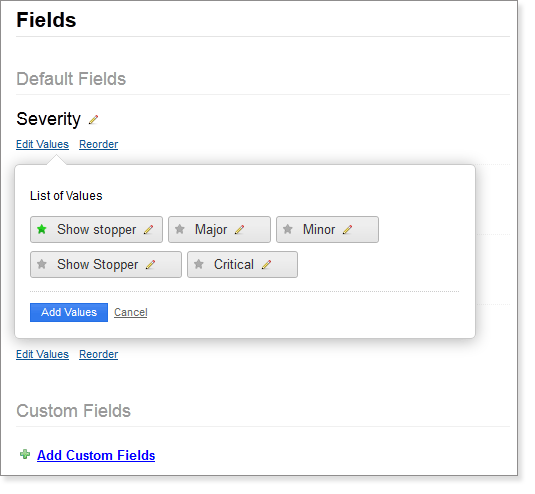 Edit severity field values