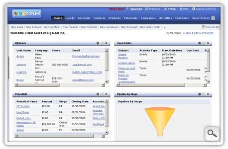 ZohoCRM Home Page