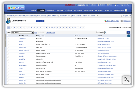 ZohoCRM - List View