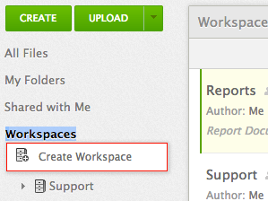 To create a Workspace