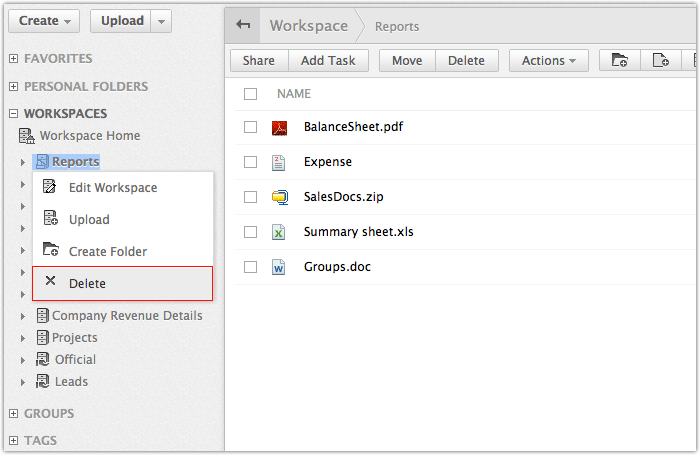 delete workspace