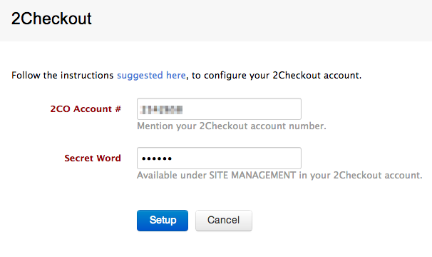 configure 2checkout