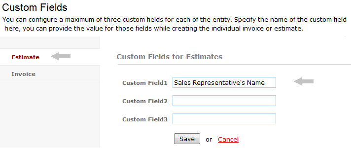 custom fields for estimates