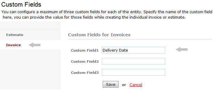 custom fields for invoices