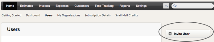 invoice invite user button