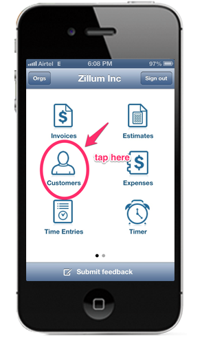 zoho invoice iphone app customer