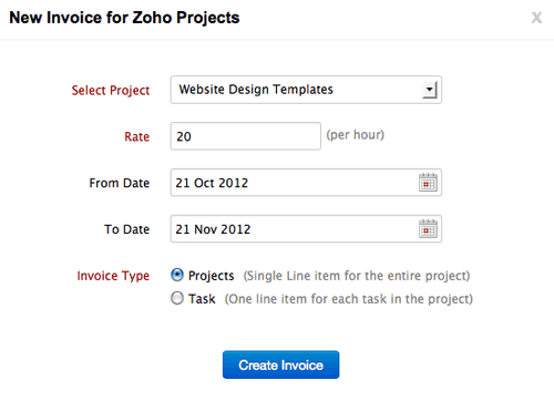 new invoice for project