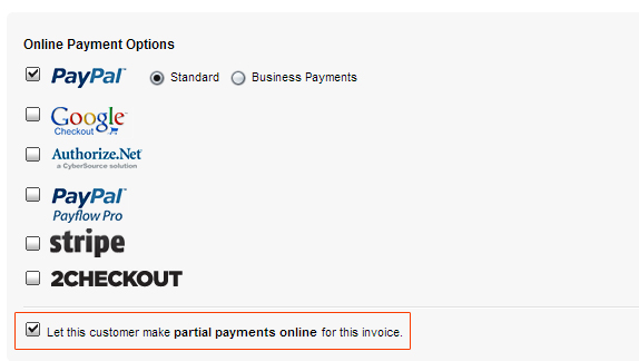 Partial payments