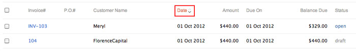 sort invoice