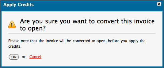 Credit note confirm message