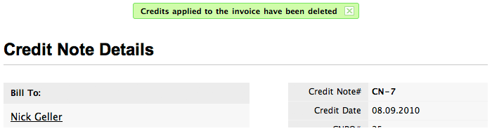 Credit note deleted