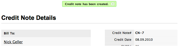 credit note sample format. Credit note successfully saved