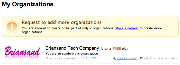 Request to add more organization