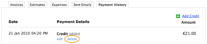 Select delete customer credit
