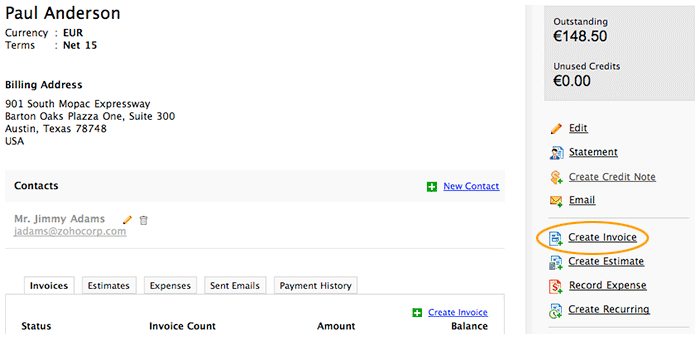 Select Create estimate via customer details