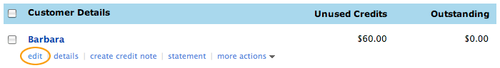 Select edit customer