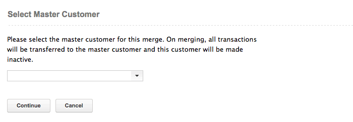 Select master customer to merge