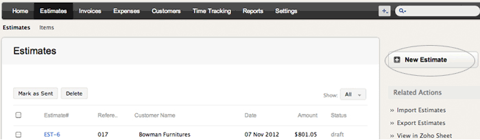 Select new estimate