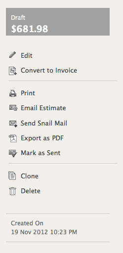 Estimate Detail Sidebar