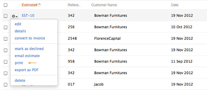 Select print estimate