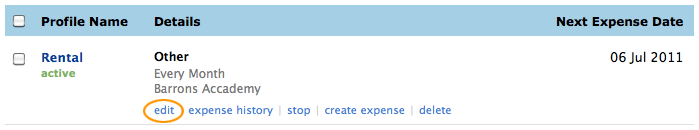 Edit recurring expense Edit recurring expense