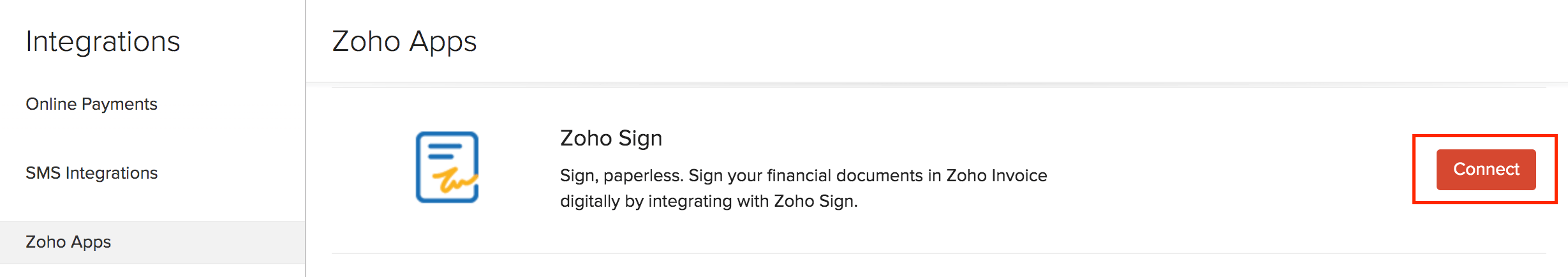 Connect Zoho Sign