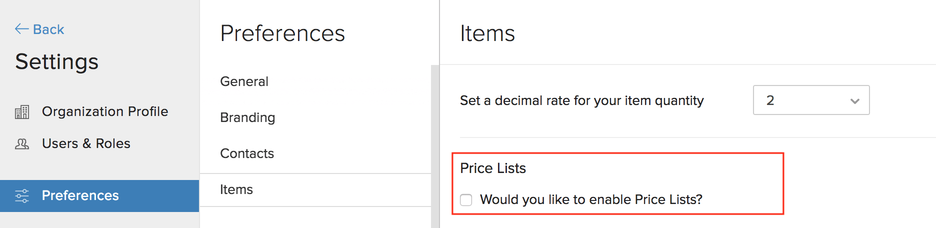 Disable Price List Image