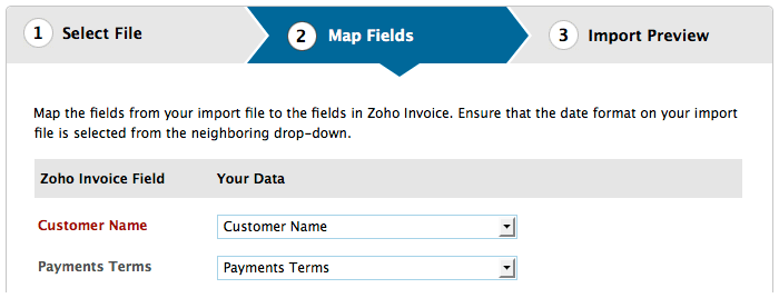 Customer map fields