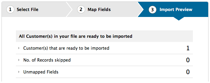 Import customer preview