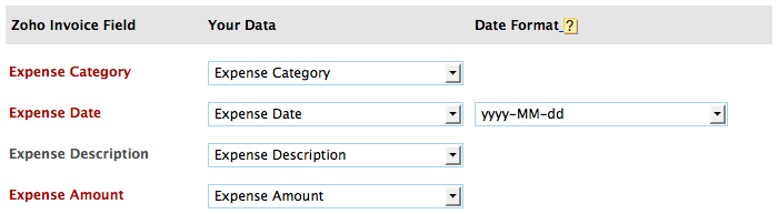 Expense map fields