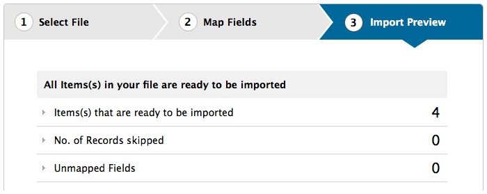Import item preview