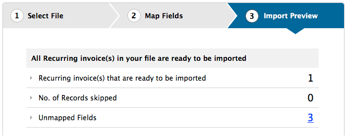 Import recurring invoice preview
