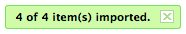Item imported successfully