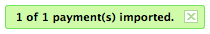 Payment imported successfully