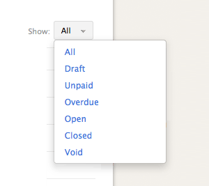 List invoices filters
