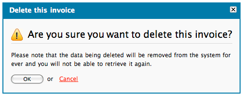 Delete invoice message