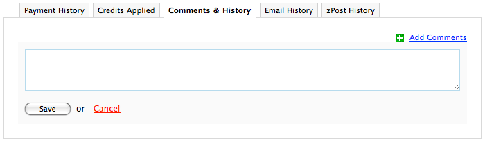 Invoice comments and history