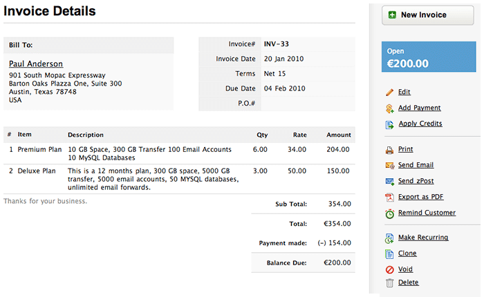Select detail invoice