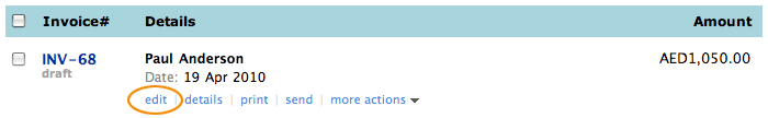 Select edit invoice