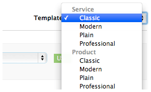 Select invoice template