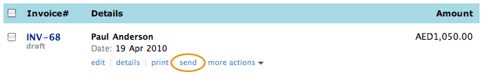 Select send invoice