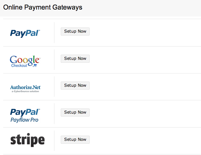 Online payment settings