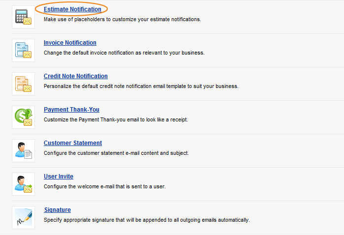 Select Estimate Notification Select estimate notification